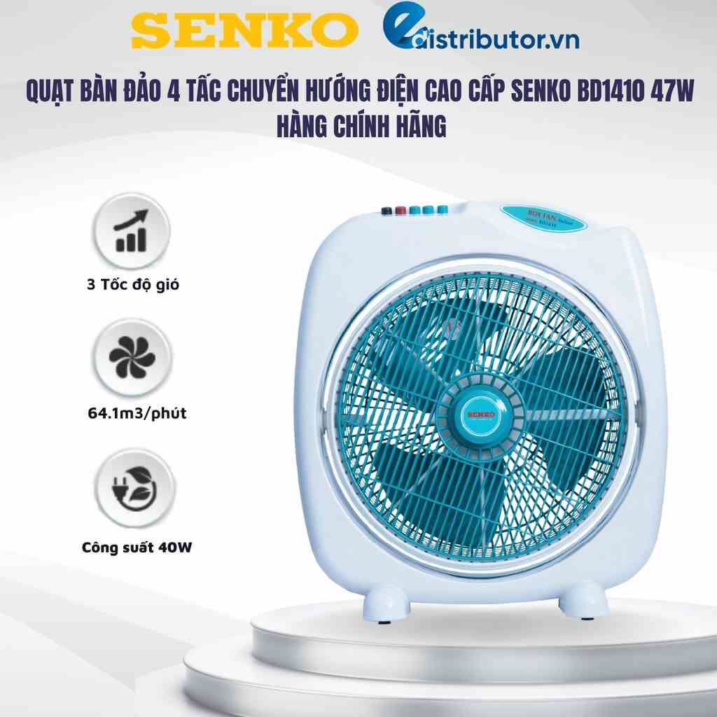 Quạt bàn đảo 4 Tấc chuyển hướng điện cao cấp Senko BD1410 47W - Hàng chính hãng