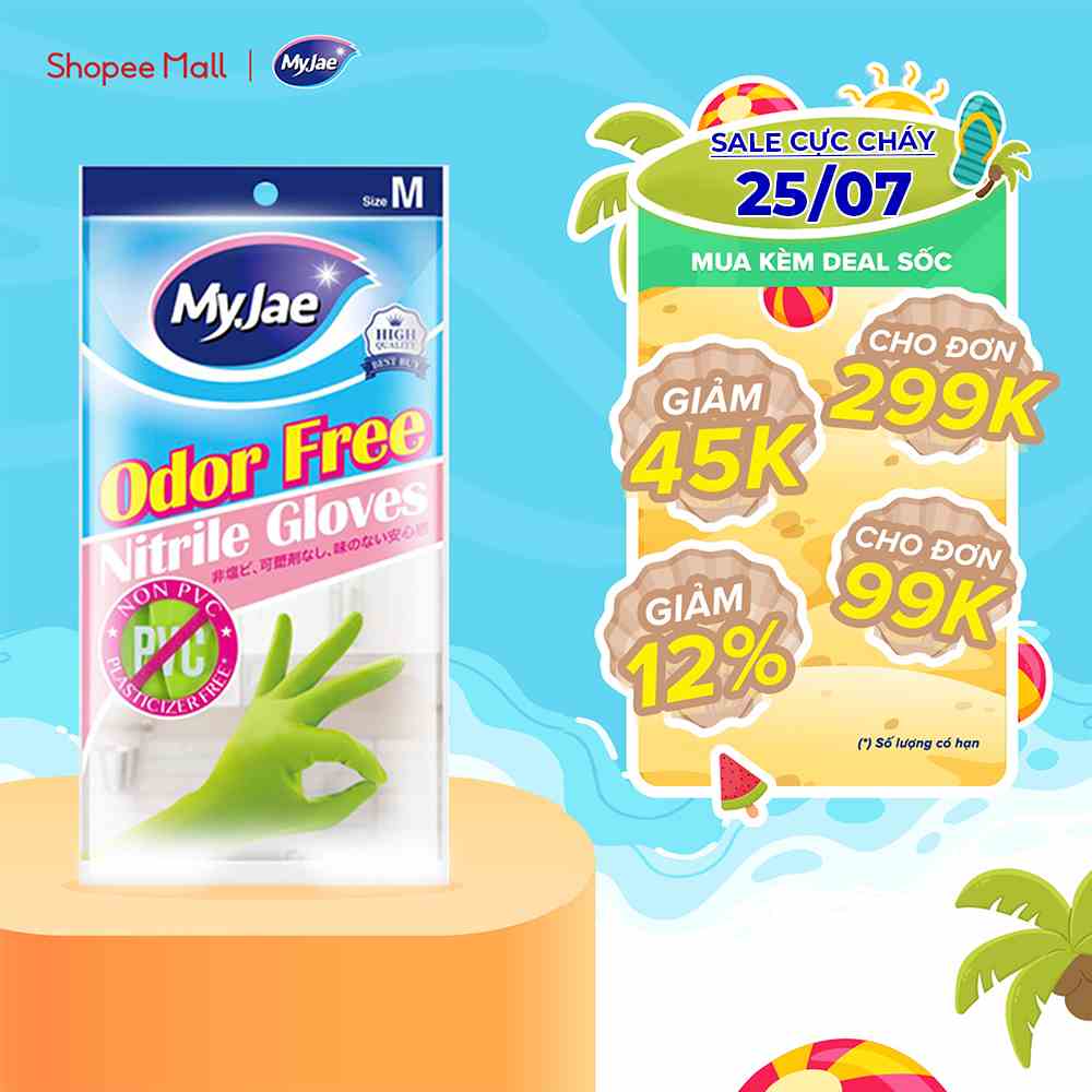 [Mã BMLT100 giảm đến 100K đơn 499K] (Chọn Size) Găng tay Nitrile Không Mùi MyJae Rửa Chén, Bát, Dọn Dẹp Nhà Cửa