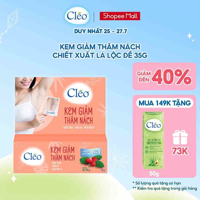 Kem Giảm Thâm Nách Cléo 35g giúp da dưới cánh tay mềm mịn, giảm thâm hiệu quả