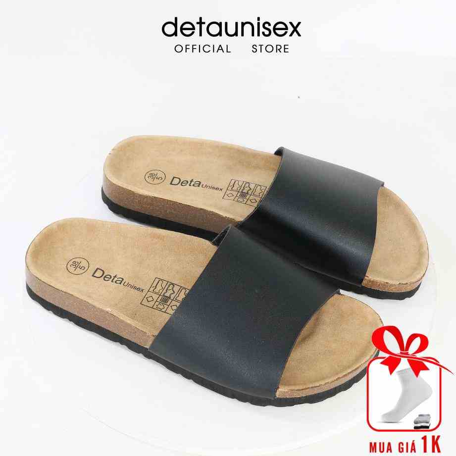 Dép Birken đế trấu nam nữ quai bảng ngang Detaunisex thấm hút mồ hôi chân - DETA12