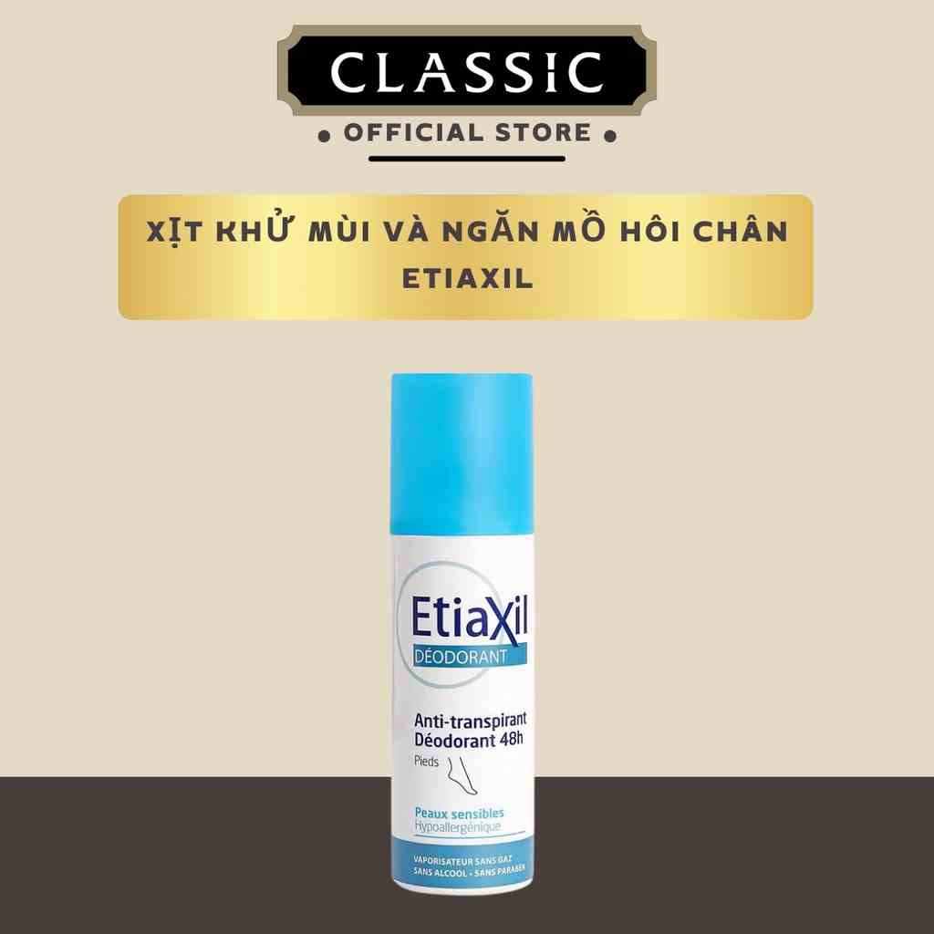 [Mã BMTTC60K giảm đến 60K đơn 50K] Xịt Khử Mùi và Ngăn Mồ Hôi Chân Etiaxil Déodorant Anti-Transpirant 48h Pieds 100ml