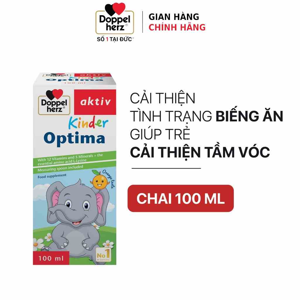 Siro ăn ngon, cải thiện tầm vóc cho bé Doppelherz Aktiv Kinder Optima (Chai 100ml)