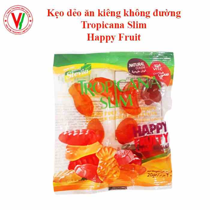 Kẹo Dẻo Ăn Kiêng Không Đường Tropicana Slim Happy Fruit 20g, Dành Cho Ăn Kiêng Healthy, Tiểu Đường