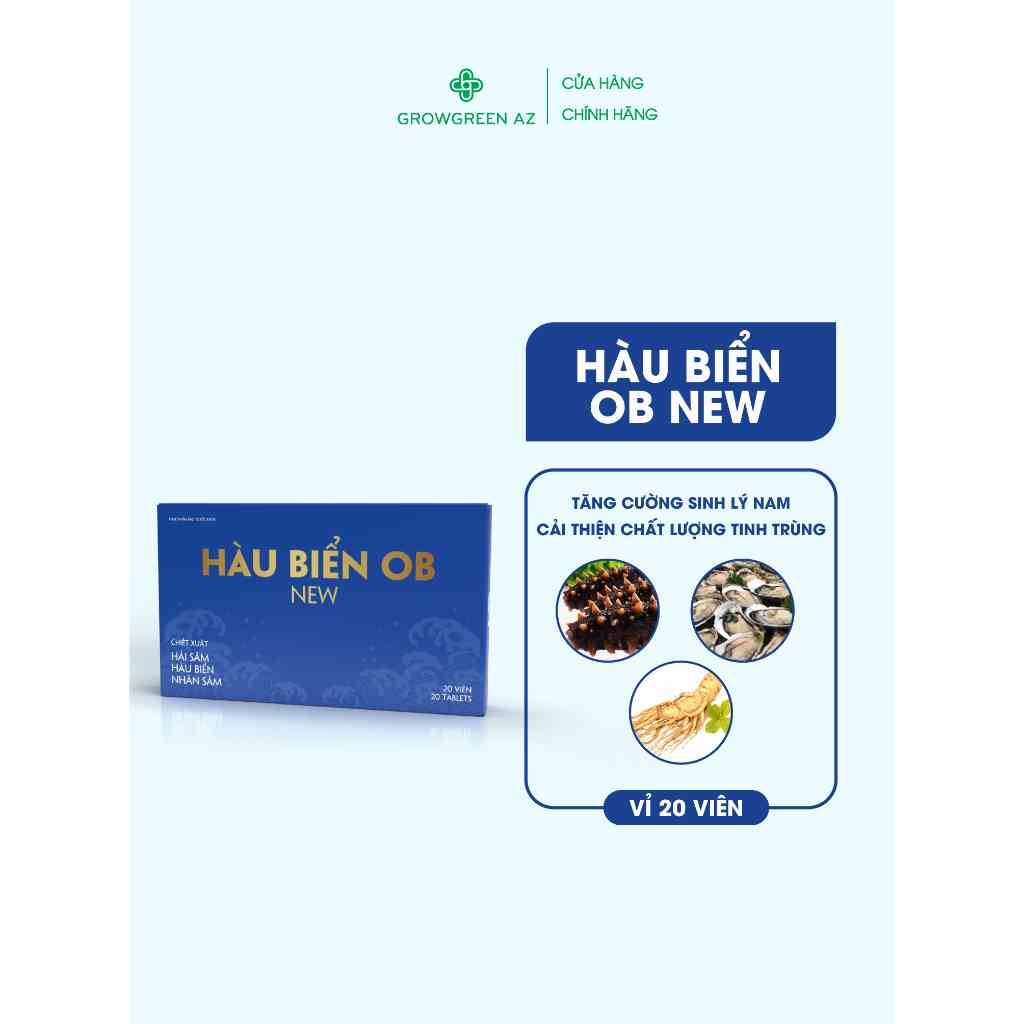 HOBN-Viên Uống Hàu Biển OB New Grow Green Az - Tác Dụng Cải Thiện Chức Năng Sinh Lý Nam, Tăng Thời Gian QH (Hộp 20 viên)