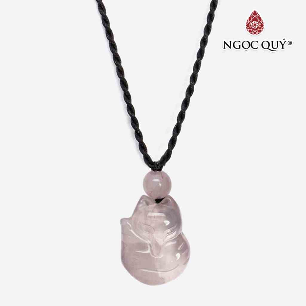 [Mã BMLTB200 giảm đến 100K đơn 499K] Mặt dây chuyền hồ ly đá thạch anh hồng rose quartz - Ngọc Quý