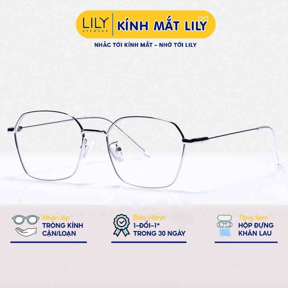 Gọng kính cận nam nữ Lilyeyewear chất liệu kim loại mắt đa giác thanh mảnh 282308