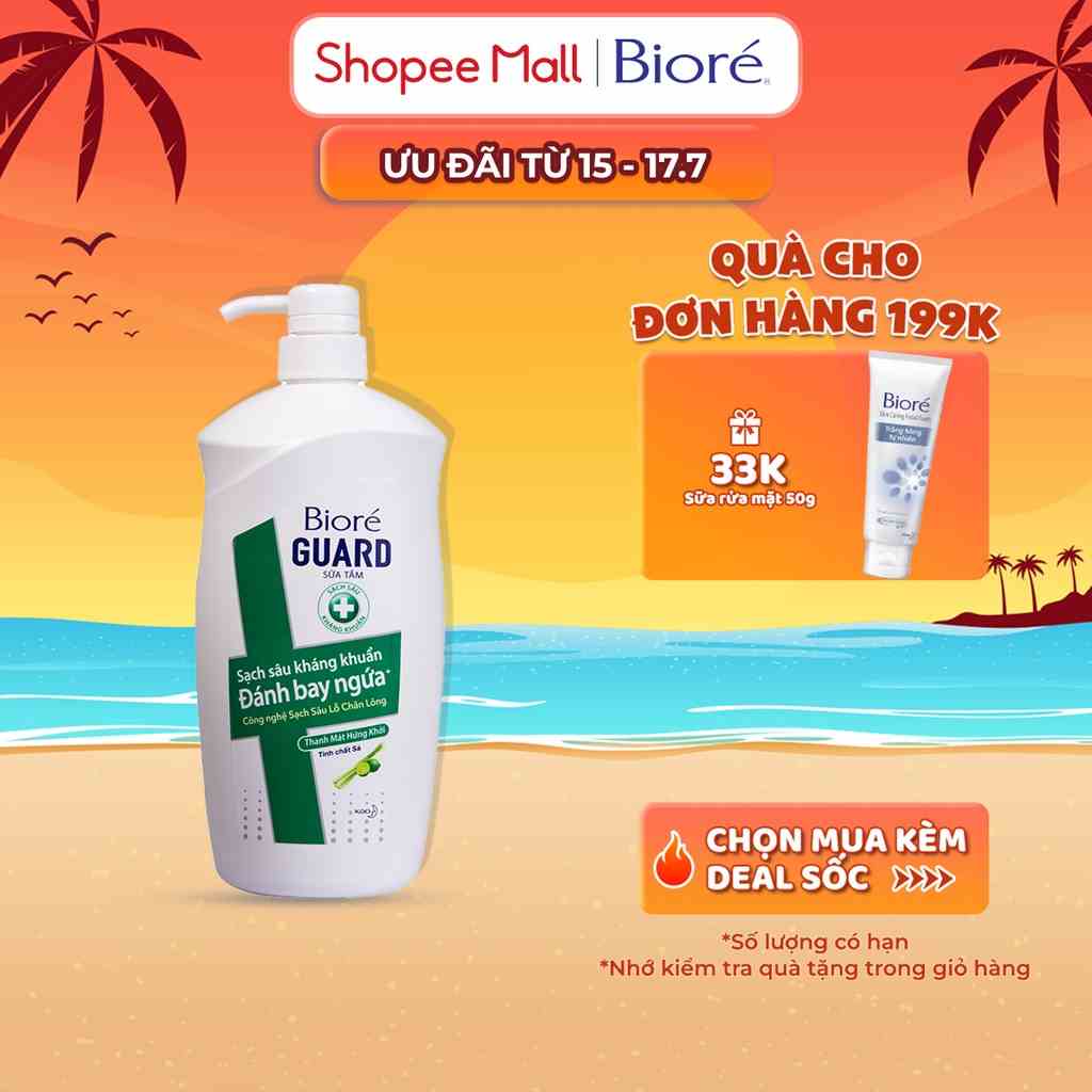 Sữa Tắm Sạch Sâu Kháng Khuẩn Thanh Mát Hứng Khởi Biore Guard 800g