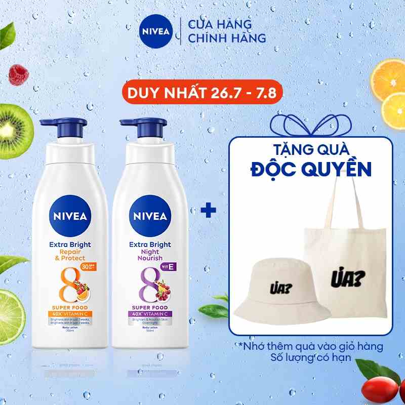 [Mã COSNI251 giảm 8% đơn 250K] Bộ đôi Sữa dưỡng thể phục hồi & trắng da Ngày  & Đêm (350ml) NIVEA (88311+98412)