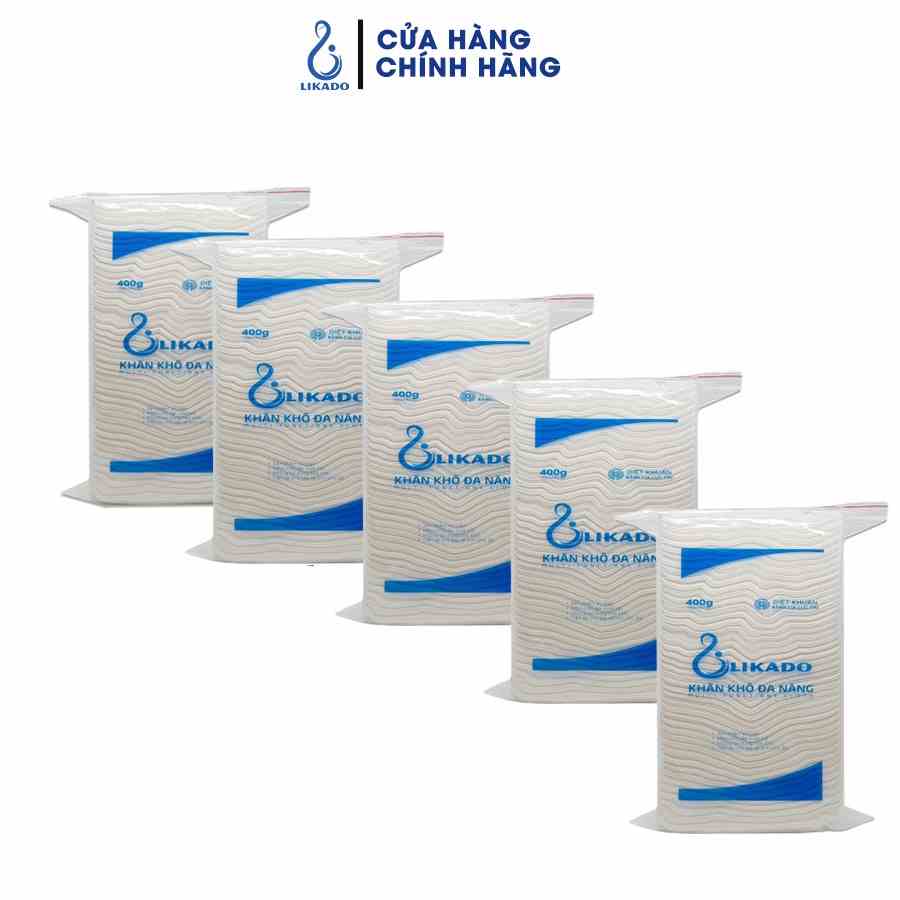 Khăn khô đa năng cho bé likado 400g kích thước 15x20cm - SET 5 GÓI