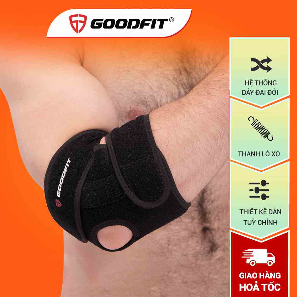 Băng khuỷu tay GoodFit GF401E dạng dán, thoáng khí thoát mồ hôi nhanh