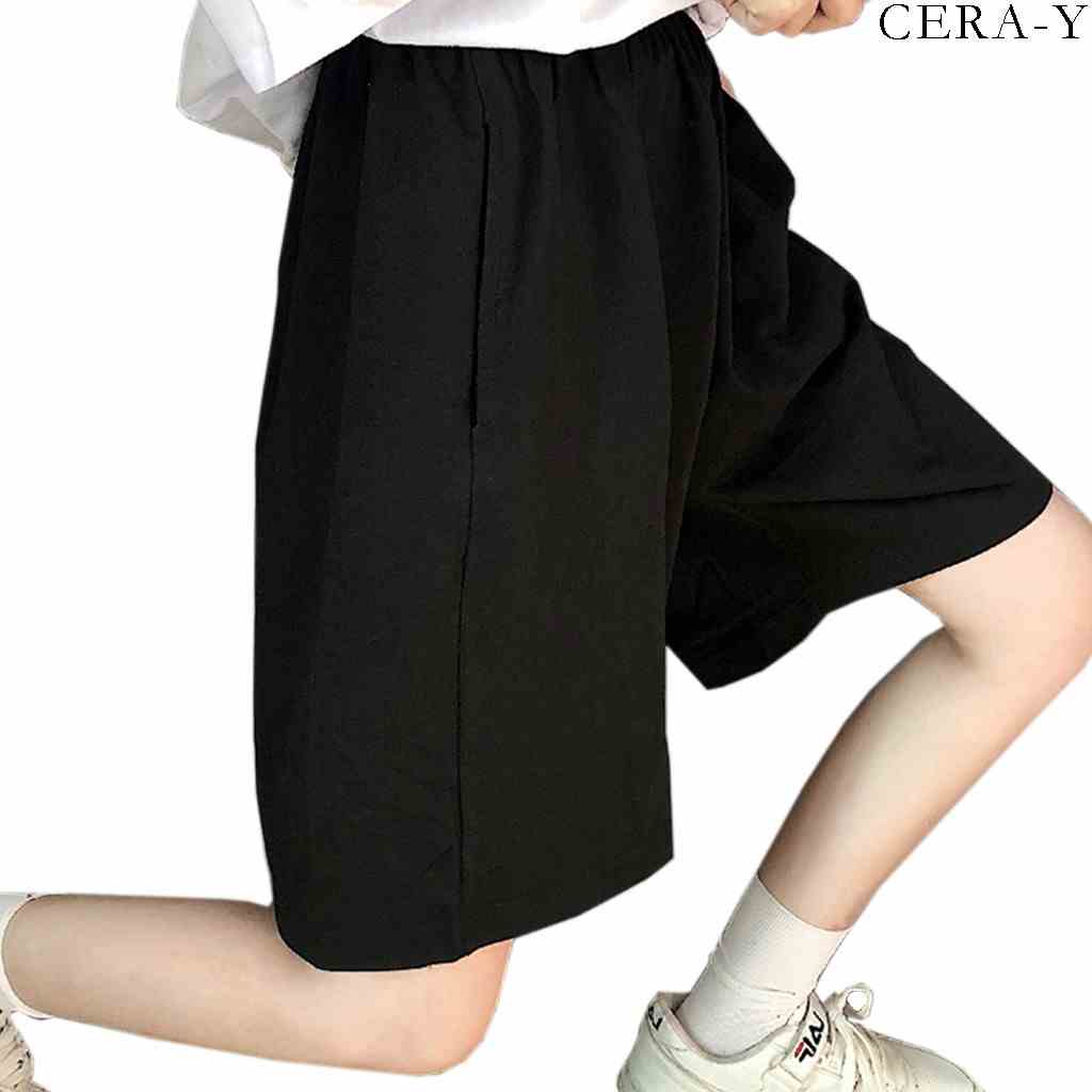 [Mã BMLTB35 giảm đến 35K đơn 99K] Quần short ống rộng CERAY màu đen CRQ014