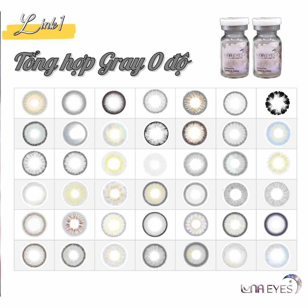 Kính áp tròng LUNA EYES màu Gray - Lens 0 độ