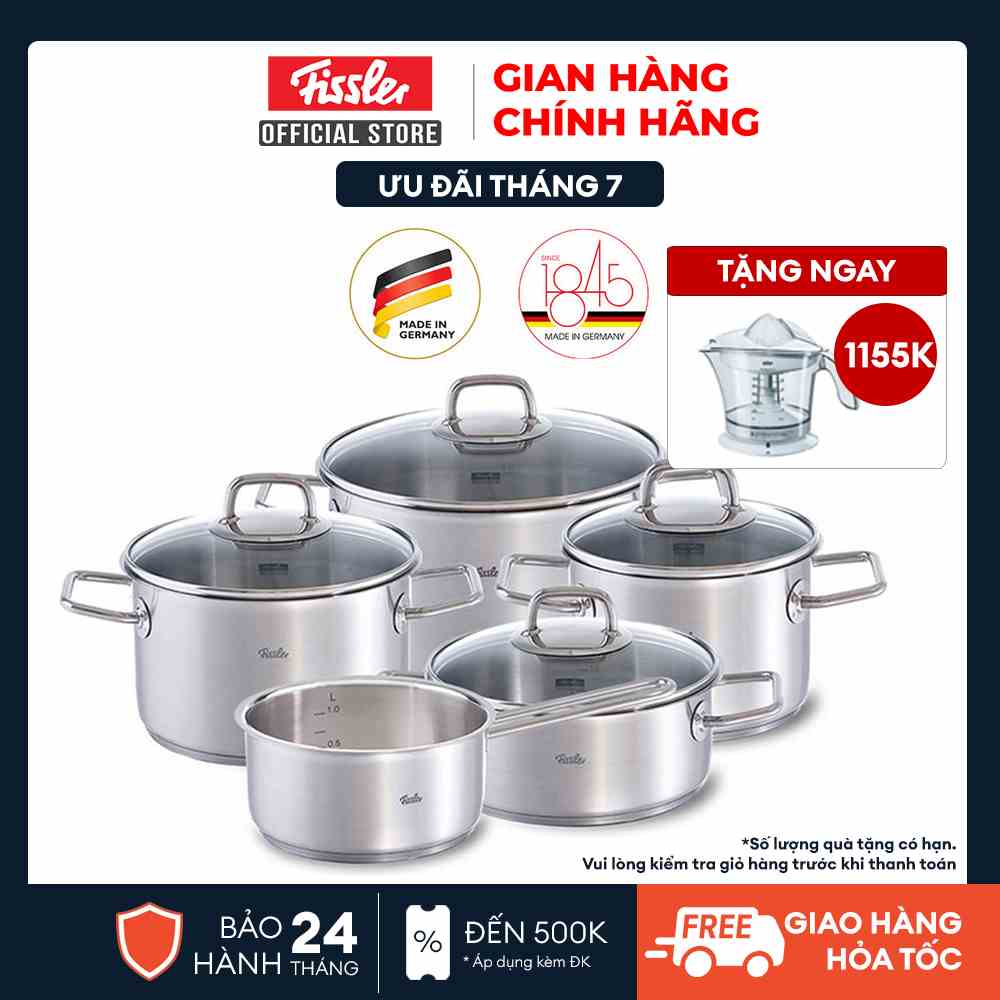 Bộ nồi inox Đức cao cấp Fissler Viseo hàng chính hãng 100% sản xuất tại Đức, an toàn cho sức khỏe, bền, đẹp