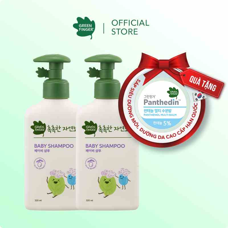 Combo 2 chai Dầu Gội Dưỡng Ẩm Cho Bé (0-36 tháng) GREENFINGER CHOKCHOK MOISTURE SHAMPOO 320ml