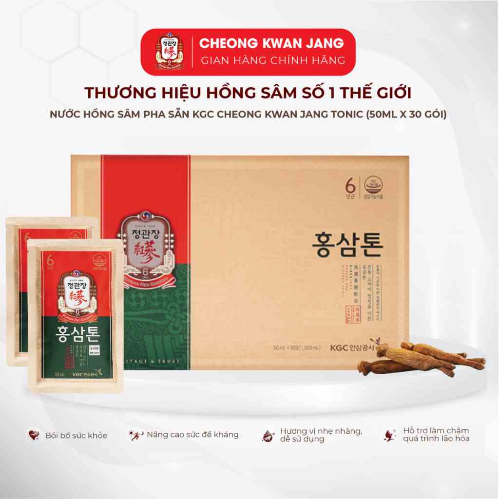 Nước Hồng Sâm Pha Sẵn KGC Cheong Kwan Jang Tonic (30 gói, 60 gói)