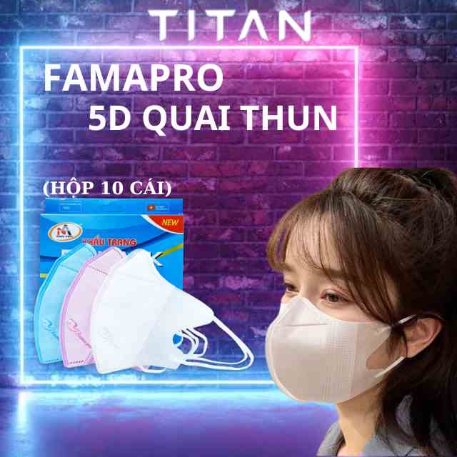 Khẩu trang Famapro 5D mask quai thun kháng khuẩn 3 lớp (10 cái/hộp)