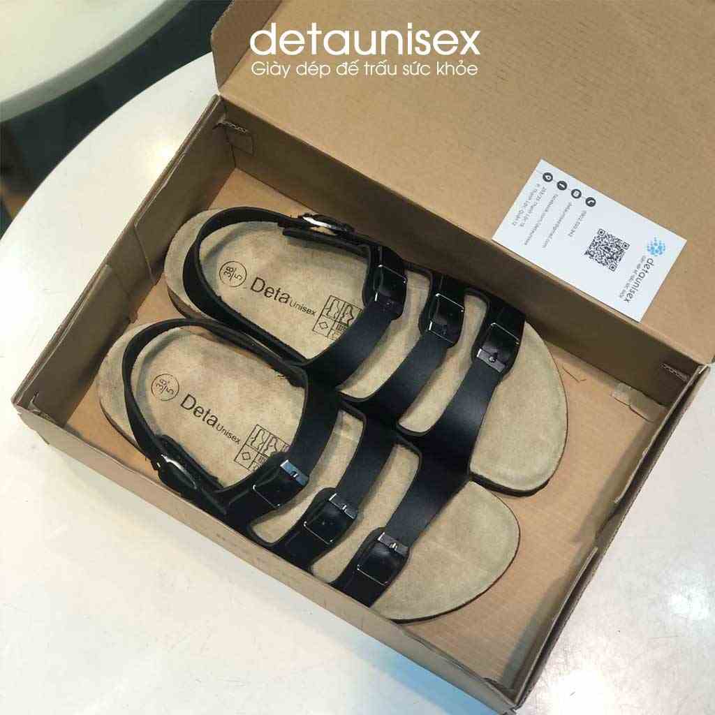 Dép Birken đế trấu giày sandal chiến binh quai ngang 3 khóa Detaunisex - SATA31D