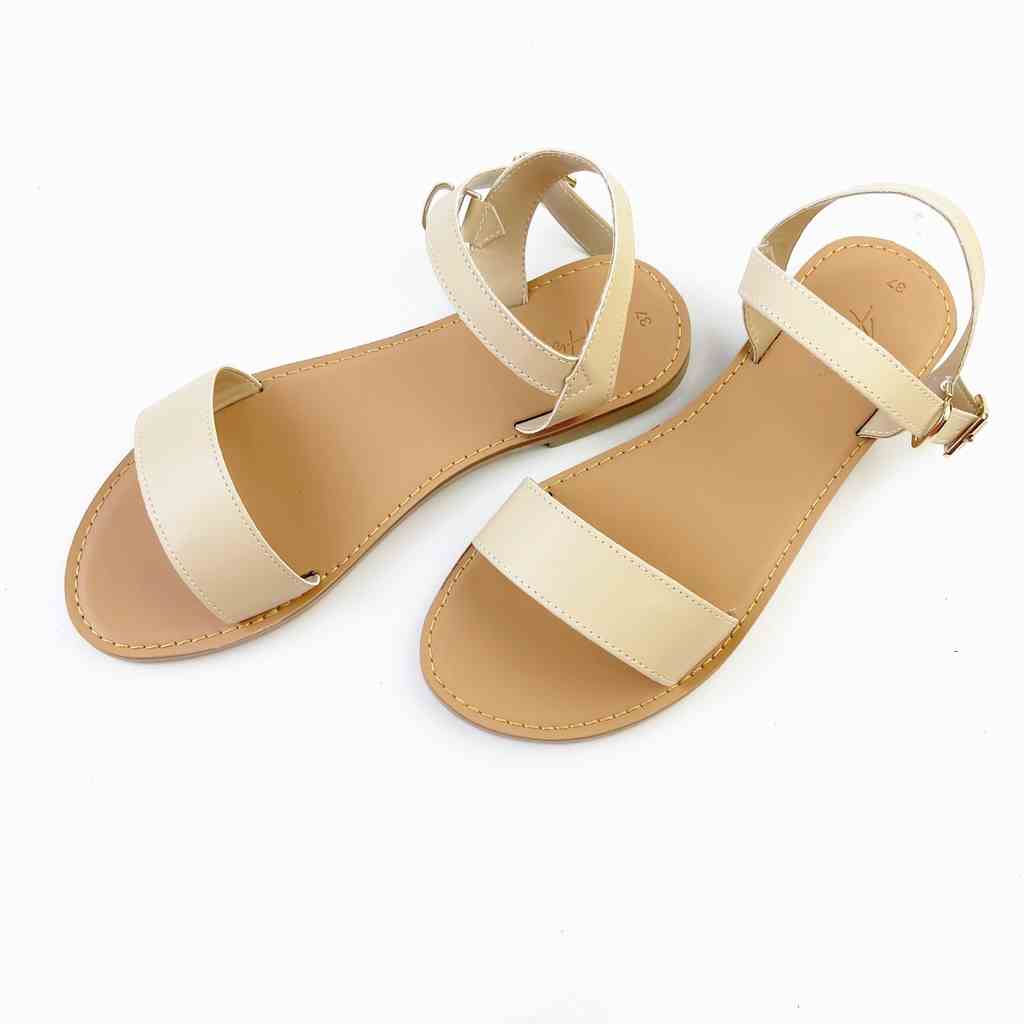 Giày Sandal đi học Nữ Thời Trang biển Quai Ngang hậu Cao Cấp Hishoo Có Bigsize S021