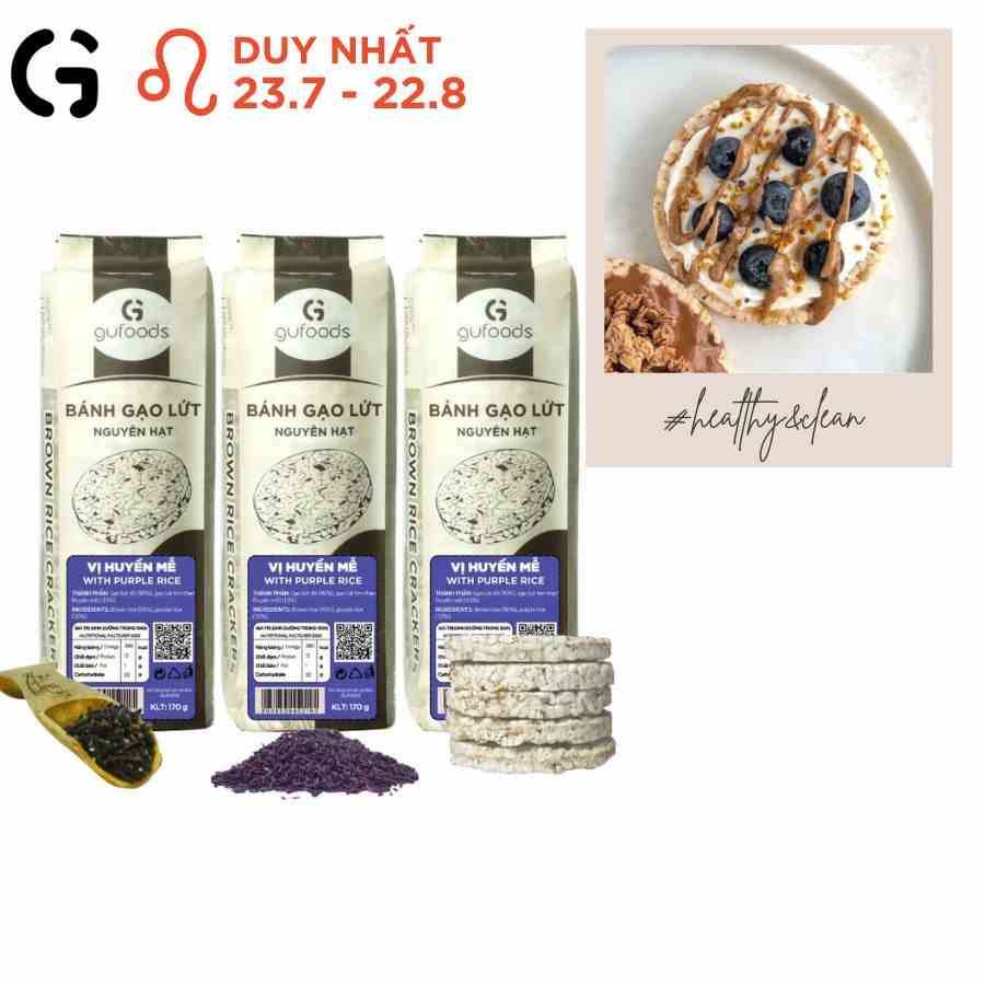 Bánh gạo lứt ăn kiêng GUfoods (510g/300g) -Các vị Yến mạch, Cỏ ngọt, Nguyên bản, Huyền mễ, Hạt chia, Diêm mạch