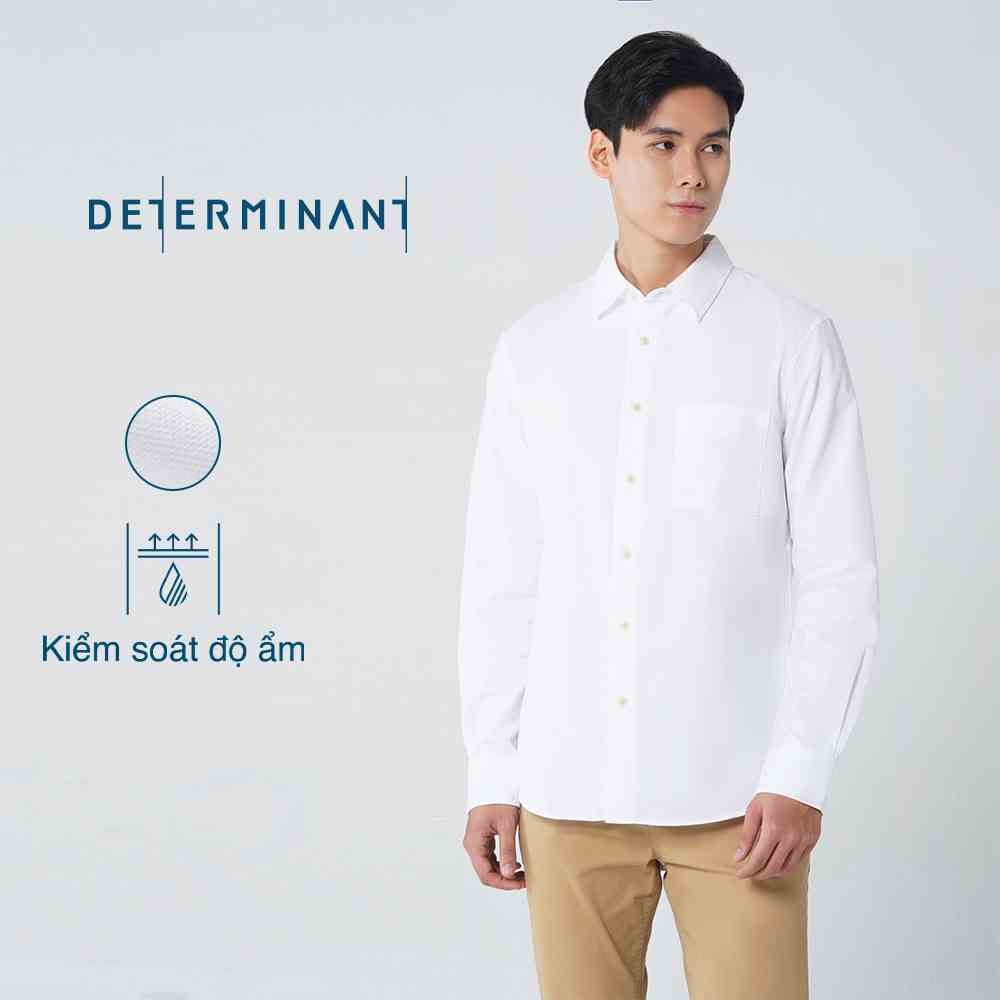 Áo sơ mi nam cao cấp DETERMINANT tay dài - Cotton cao cấp - màu trắng - DETCS03