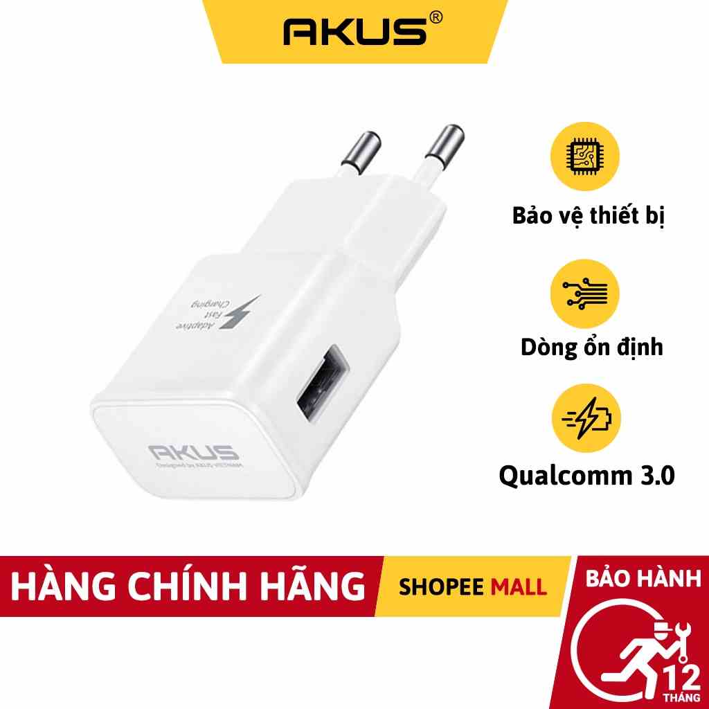 Củ sạc nhanh AKUS QC30 - Hàng chính hãng - Bảo hành 12 tháng - Akus