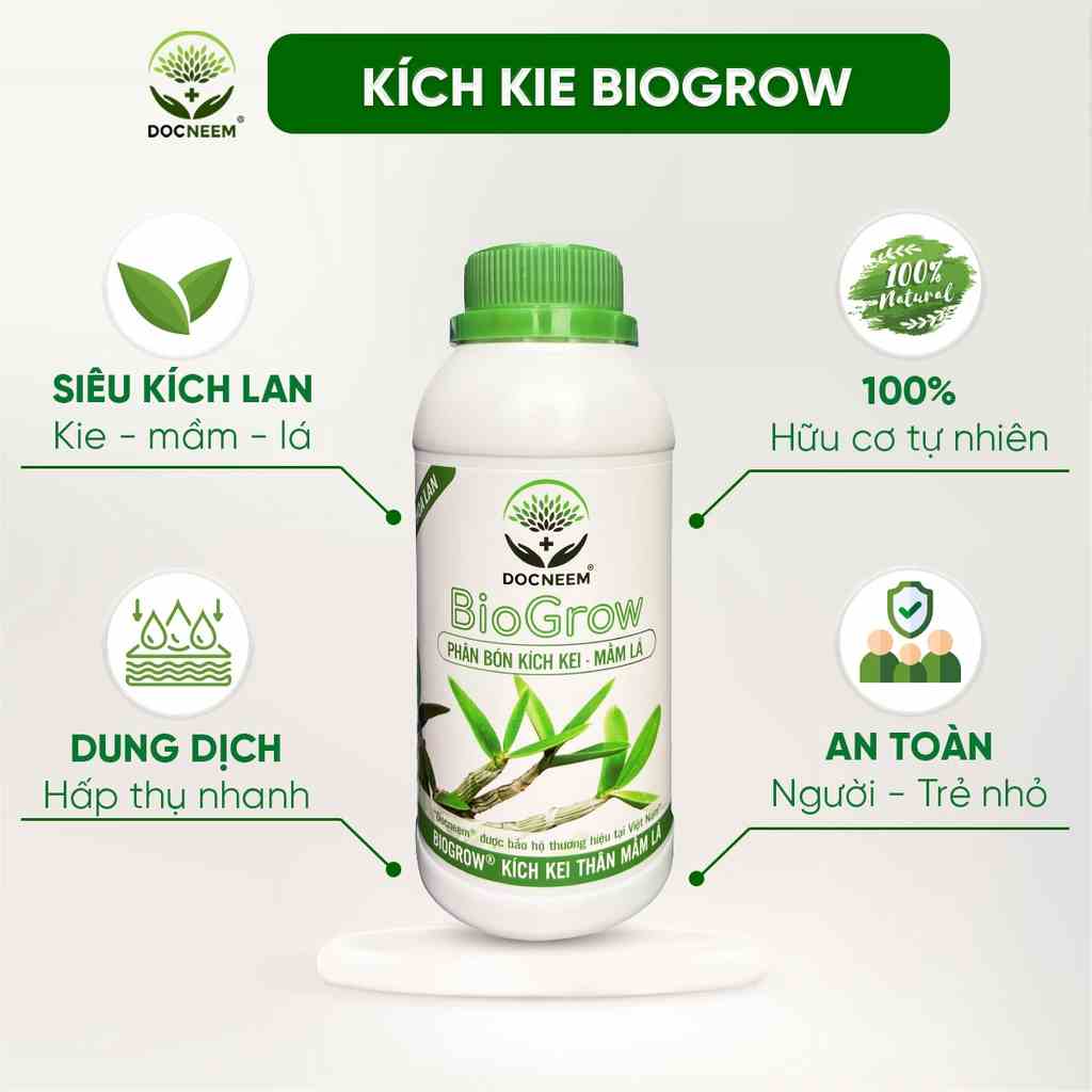 Phân bón hoa lan BIOGROW kích thân mầm lá, siêu kích kie lan, mầm to, cành khỏe, dung tích 500ml, chính hãng DOCNEEM