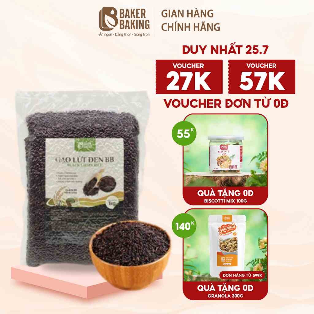 [Mã BMLTB200 giảm đến 100K đơn 499K] Gạo lứt dinh dưỡng Baker Baking hỗ trợ ăn kiêng giảm cân 1kg