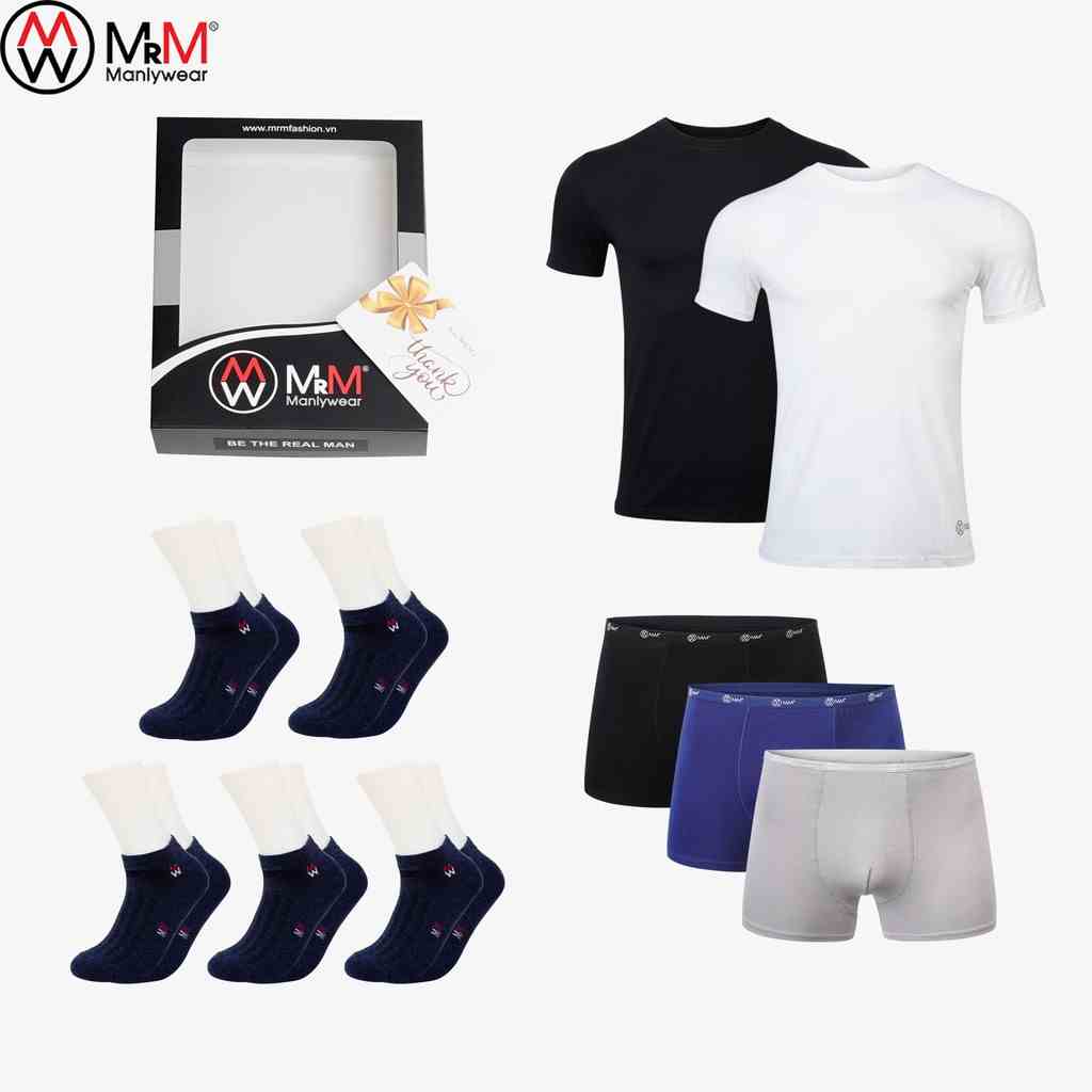 Combo 2 áo thun nam 3 quần sịp nam 5 đôi tất nam Cao Cấp MRM Manlywear