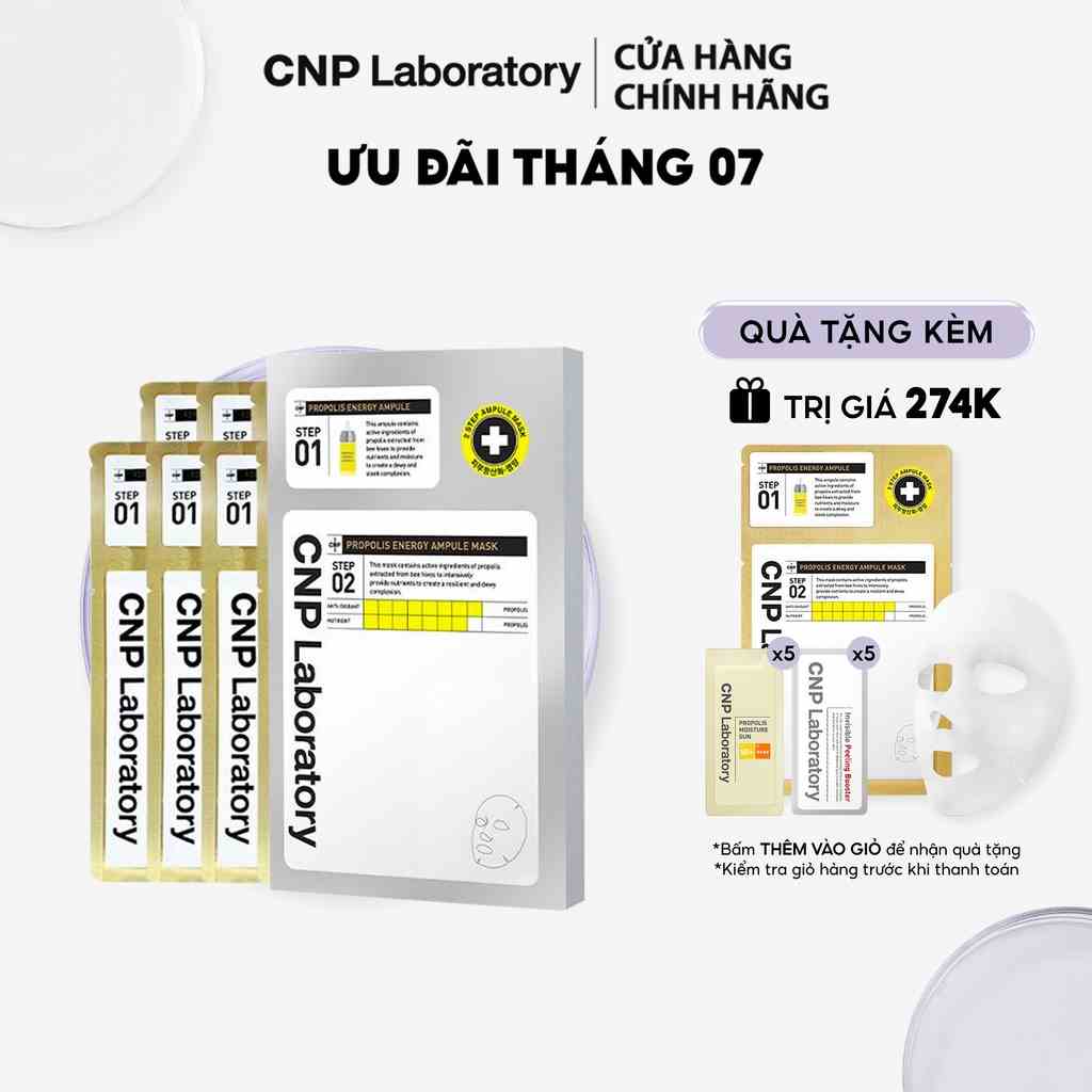 [Mã COSCNBE6 giảm 10% đơn 500K] Bộ 5 mặt nạ keo ong tái tạo da CNP Laboratory Propolis Energy Ampule (5 x 41.5ml)