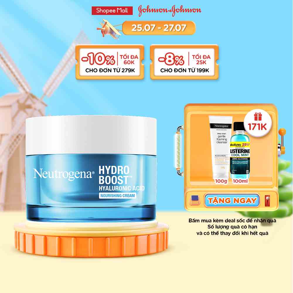 Kem dưỡng ẩm cấp nước cho da khô Neutrogena Hydro Boost Hyaluronic Acid Nourishing Cream 50g