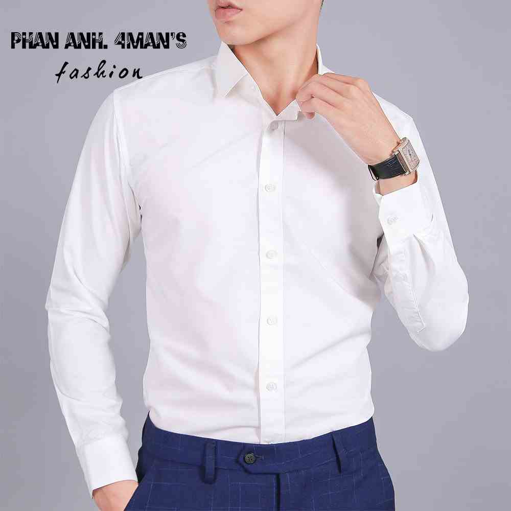 Áo sơ mi nam dài tay Phananh.4mans màu trắng tặng kèm hộp cao cấp - SM-5589