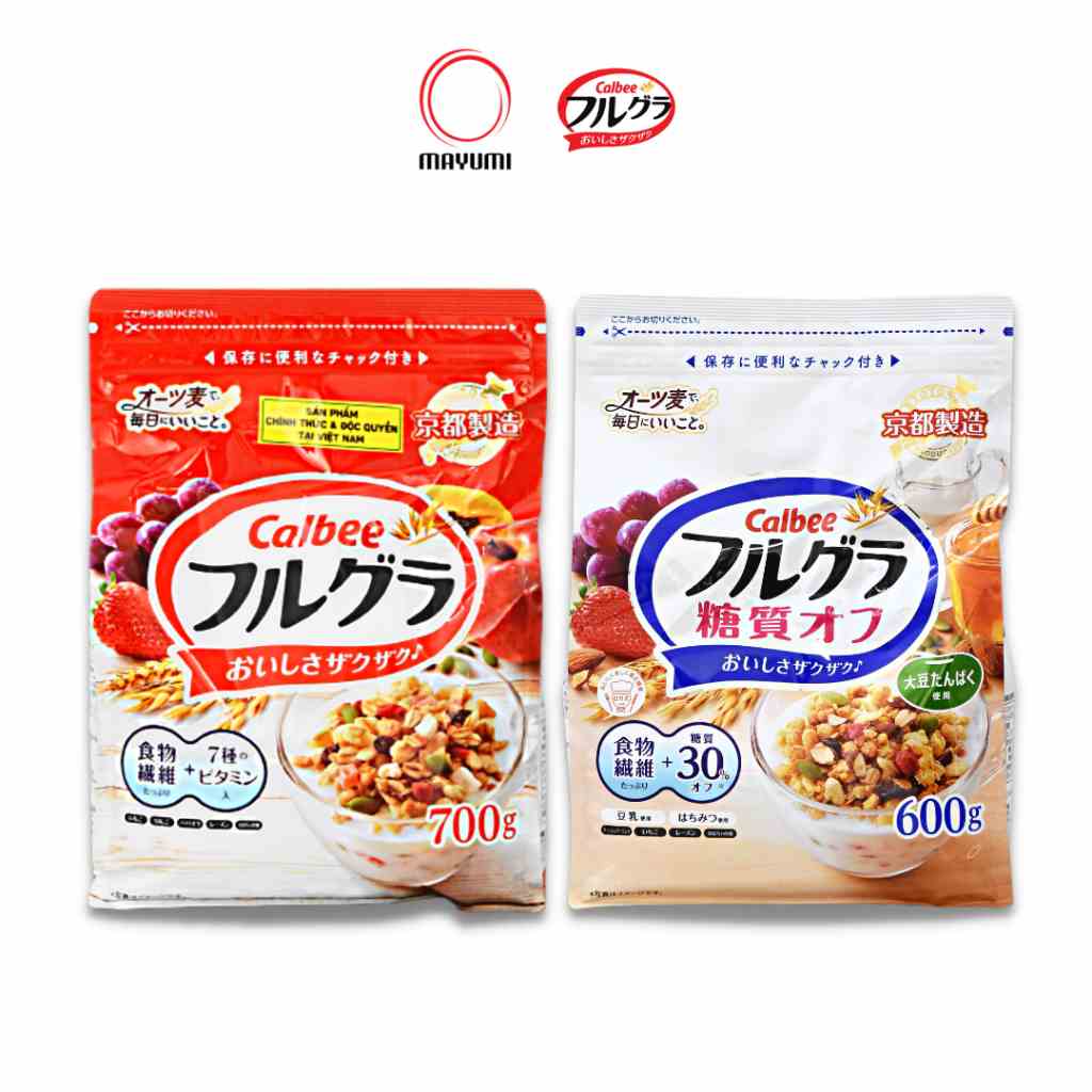 [Mã BMLTA35 giảm đến 35K đơn 99K] Combo gói 600g [Date 05/2024] + 700g [Date 05/2024] Ngũ cốc trái cây Calbee Nhật Bản