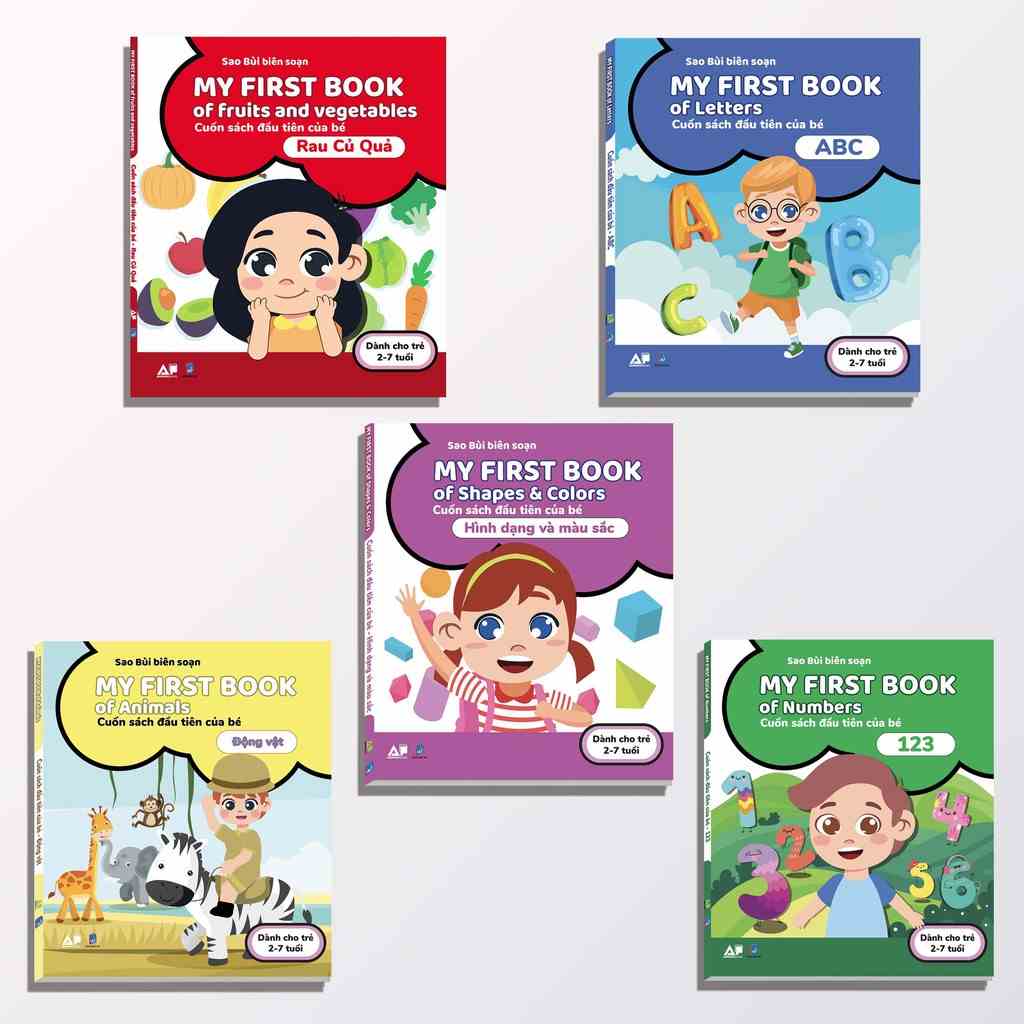 Sách - Combo Bộ 5 Cuốn My First Books Bé Nhận Biết Chữ Cái, Số Đếm, Động Vật, Rau - Củ - Quả, Hình Dạng Và Màu Sắc