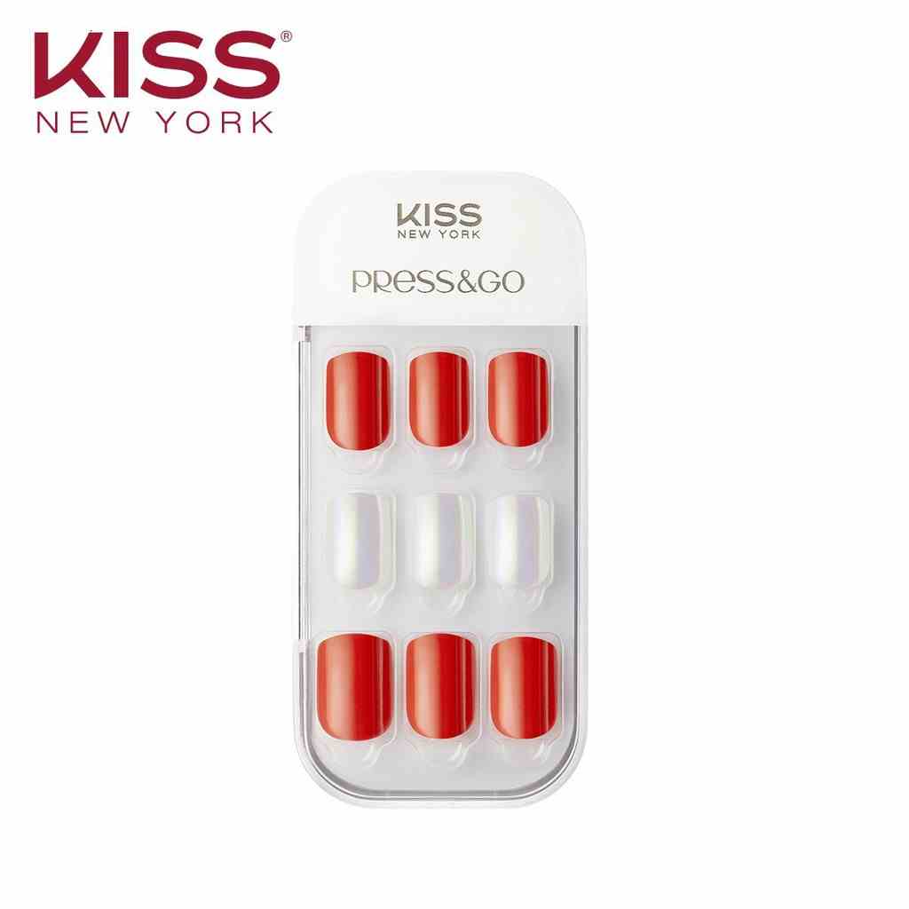 [Mã BMLTB200 giảm đến 100K đơn 499K] Bộ 30 Móng Tay Gel Tự Dán Press & Go Kiss New York Nail Box - Warm Red (KPNA07K)