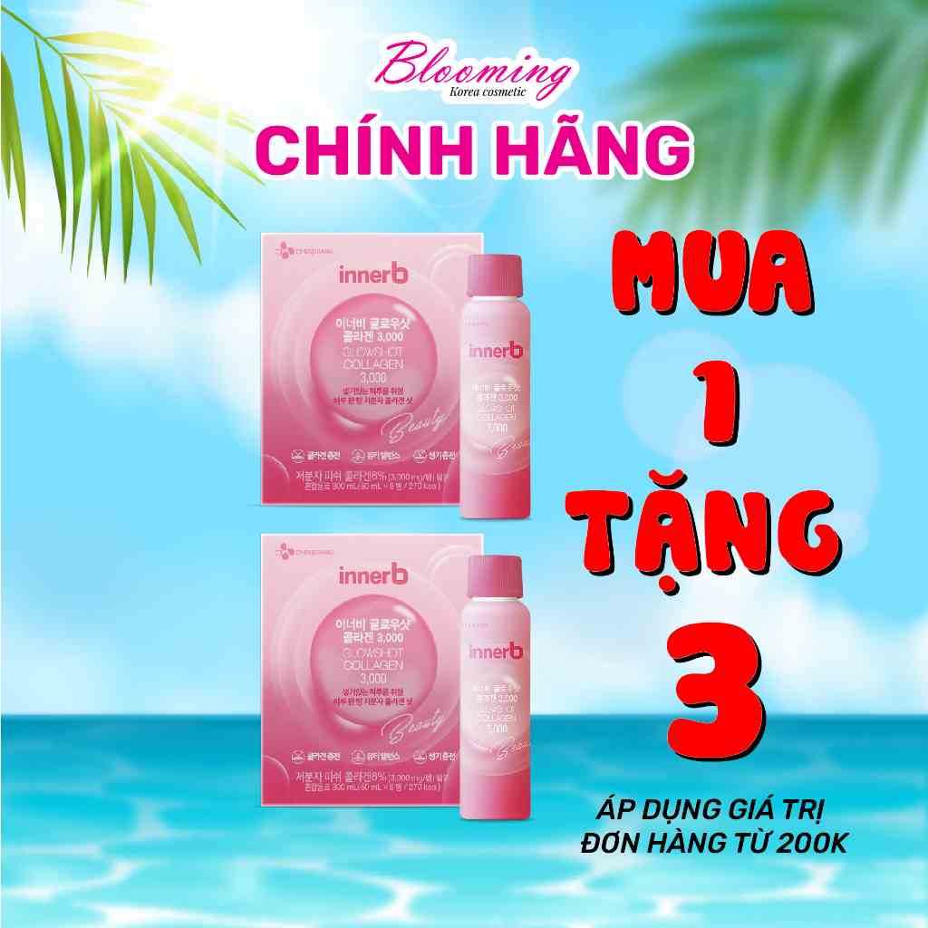 [Mã BMLTA35 giảm đến 35K đơn 99K] Combo 2 hộp 6 chai nước uống Collagen Vitamin C sáng da InnerB Glowshot (50ml x 6)