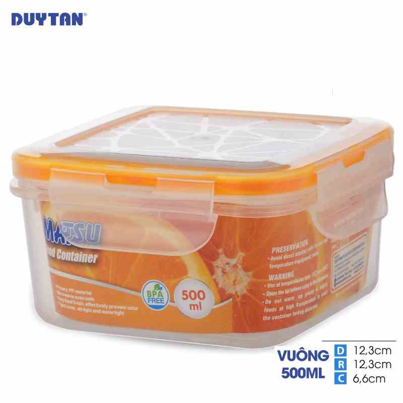 [Mã BMLTA35 giảm đến 35K đơn 99K] Hộp đựng thực phẩm vuông nhựa DUY TÂN Matsu 500ml (12.3 x 12.3 x 6.6 cm) - 03307