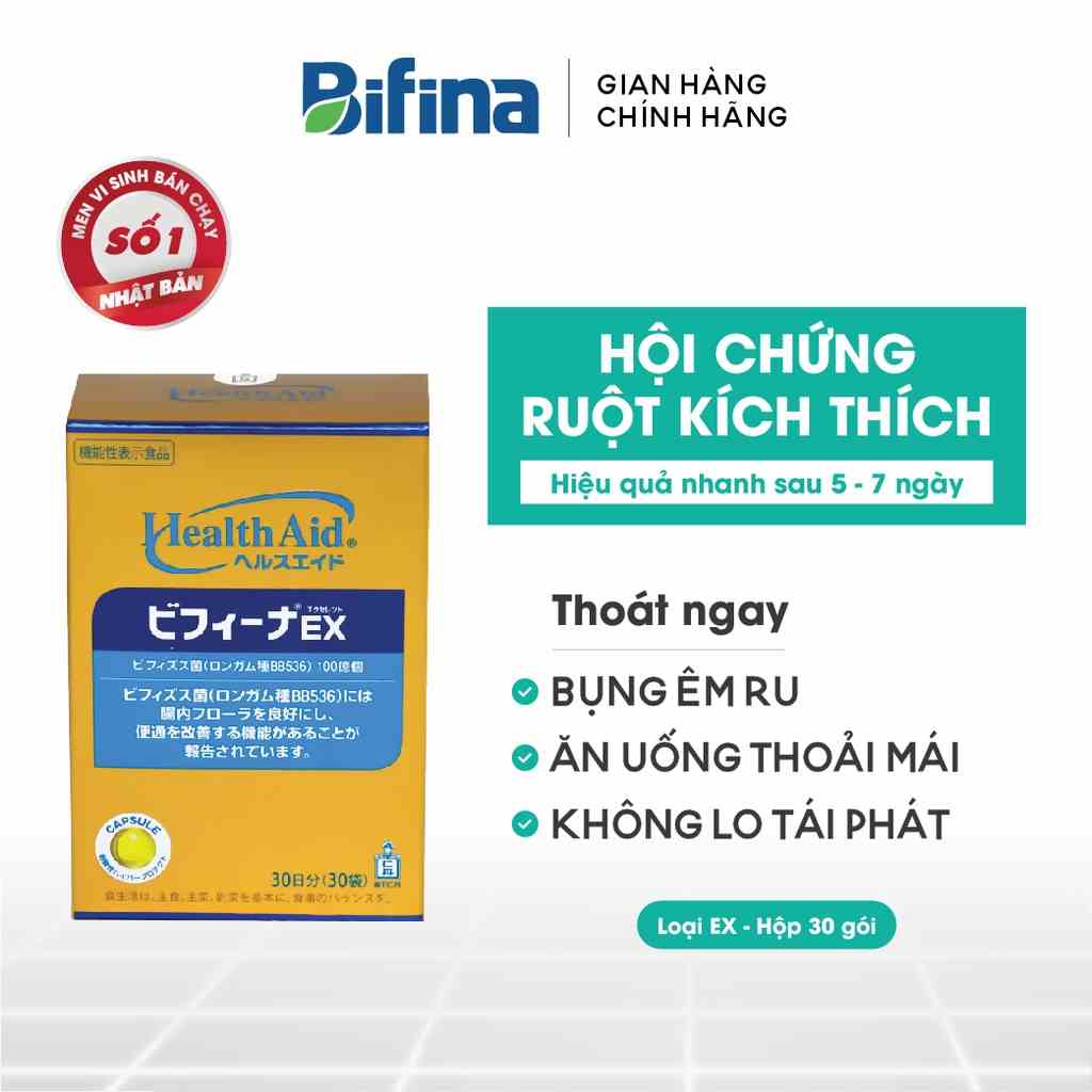 BIFINA NHẬT BẢN - Loại EX hộp 30 gói và 60 gói - Hội Chứng Ruột Kích Thích - Đau Đại Tràng Co Thắt