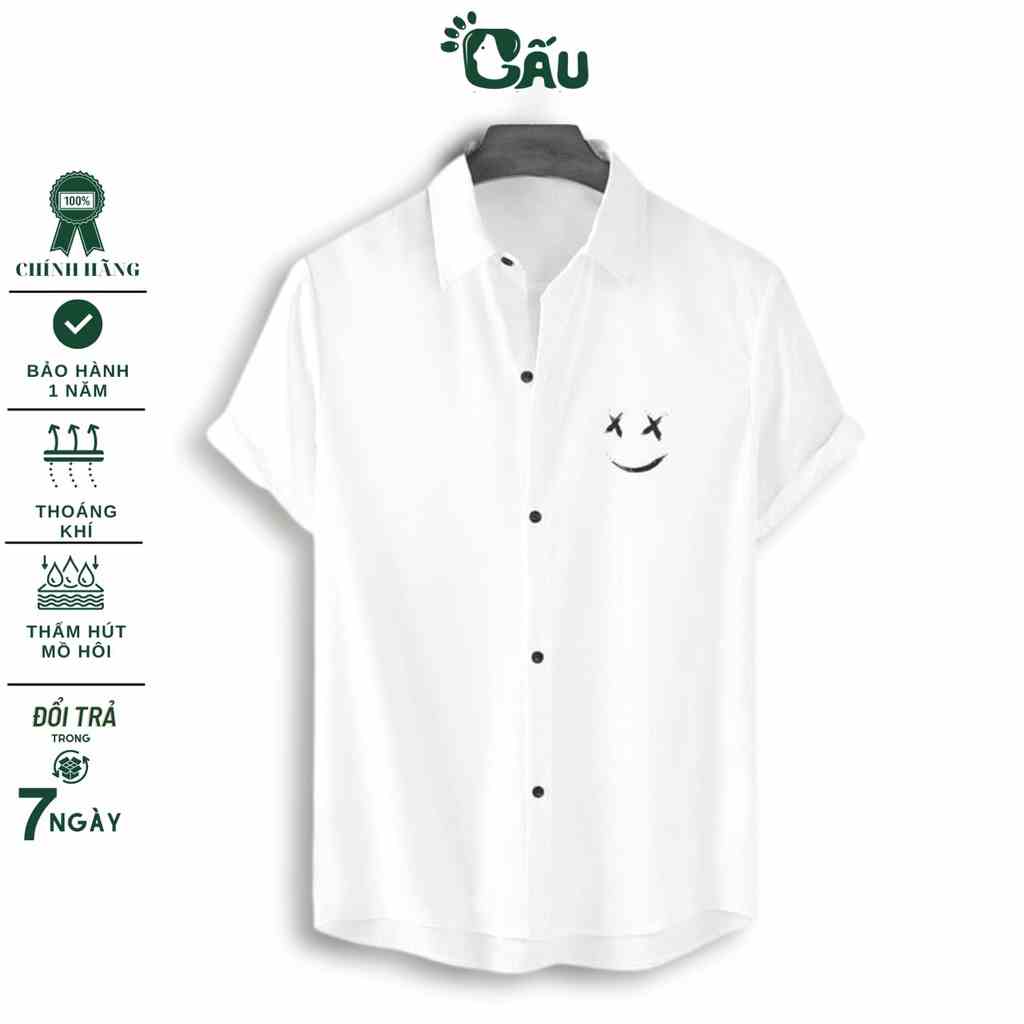 Áo sơ mi nam Gấu 194 tay ngắn cổ bẻ vải coton lụa mềm mịn, ít nhăn,form slimfit [Có Big Size] - Marshmelloo