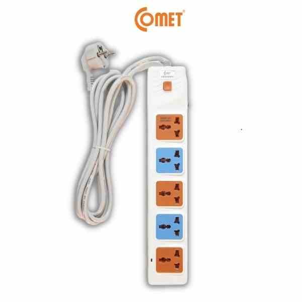 Ổ Cắm Điện Nối Dài COMET CES10503 2500W, Dây Dài 3M, 5 Lỗ 3 Chấu, Chất Liệu Nhựa PP Chống Cháy, Có Cầu Chì Bảo Vệ