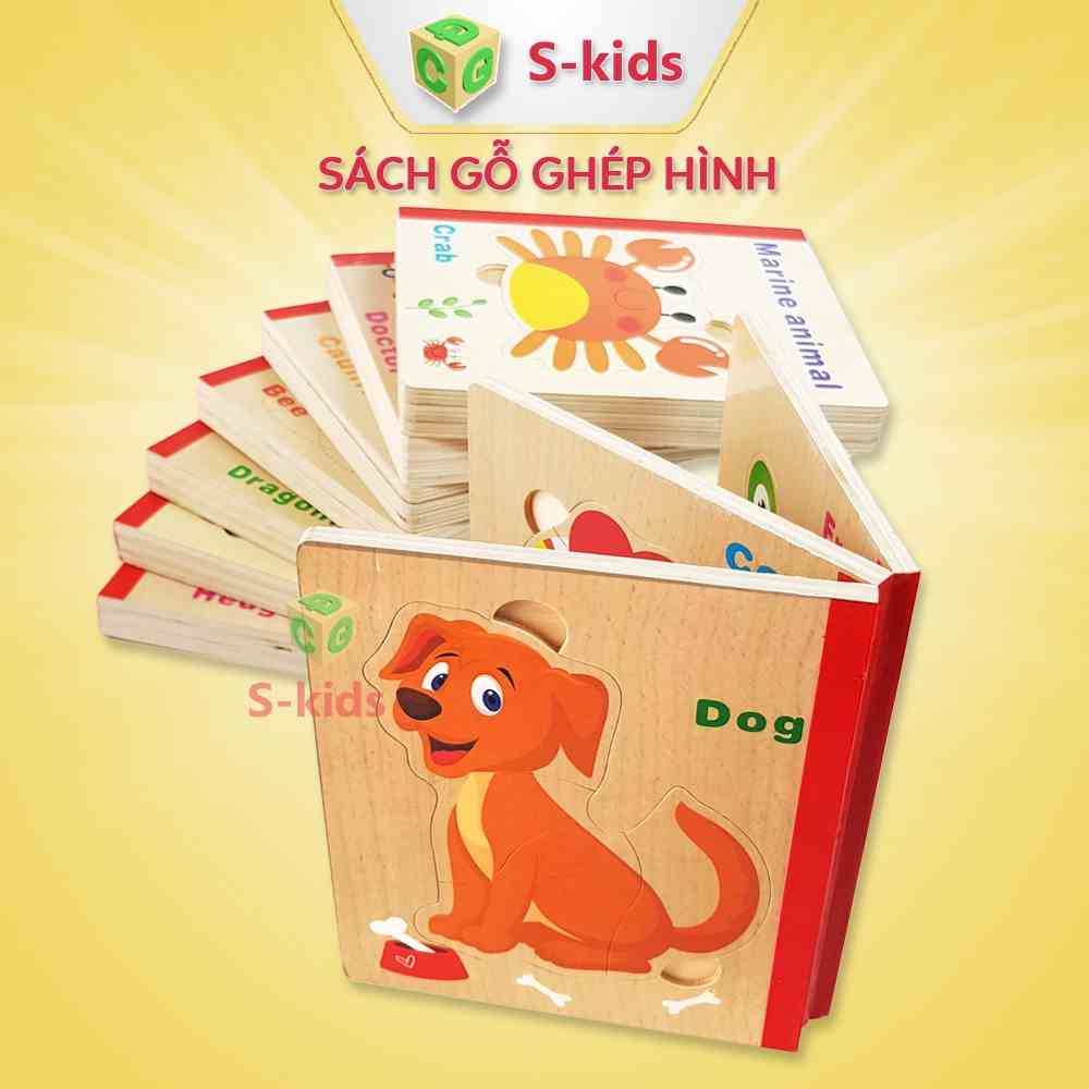 Đồ Chơi Xếp Hình S-Kids, Sách Gỗ Ghép Hình Thông Minh Cho Bé.