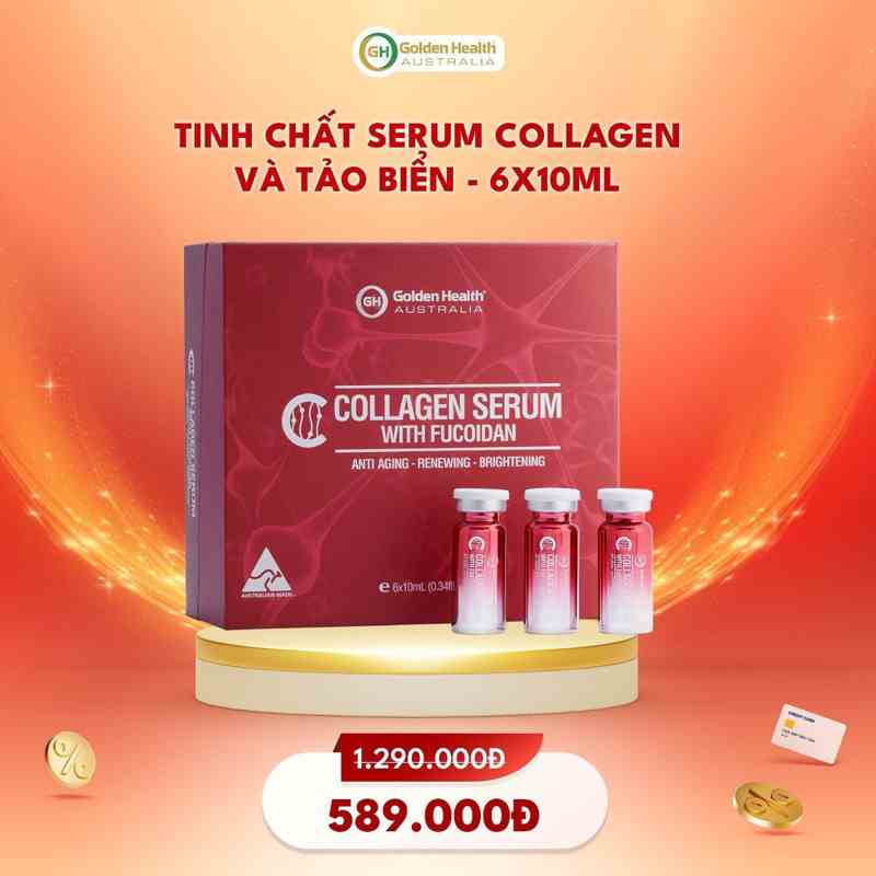 [Mã BMTTC60K giảm đến 60K đơn 50K] [GOLDEN HEALTH] Tinh chất collagen serum và tảo biển - Hộp 6 lọ