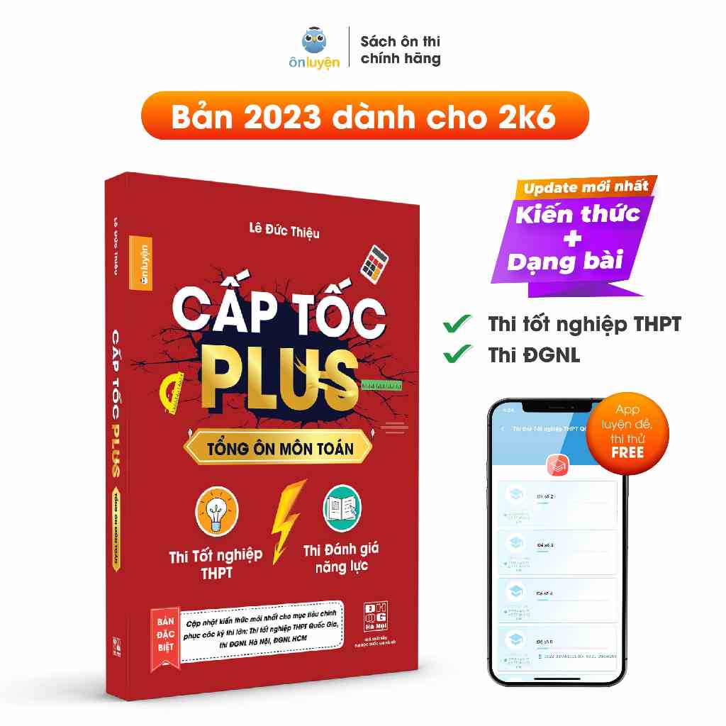 Sách Toán 12- Cấp tốc Plus môn Toán, dùng cho 2k6 ôn thi THPT, thi ĐGNL HN, HCM (bản 2023 mới)