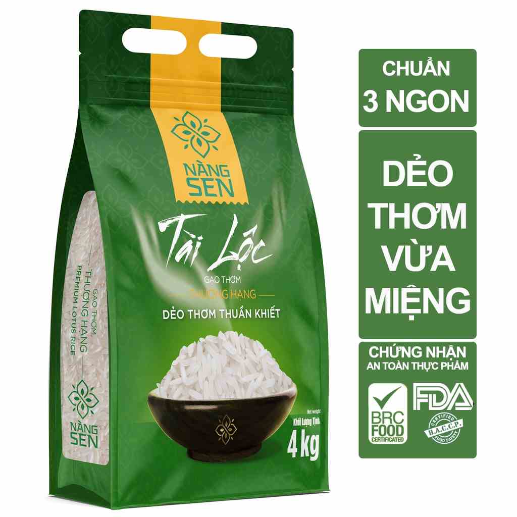 [Mã BMLTB35 giảm đến 35K đơn 99K] Gạo thơm thượng hạng Nàng Sen Tài Lộc 4kg