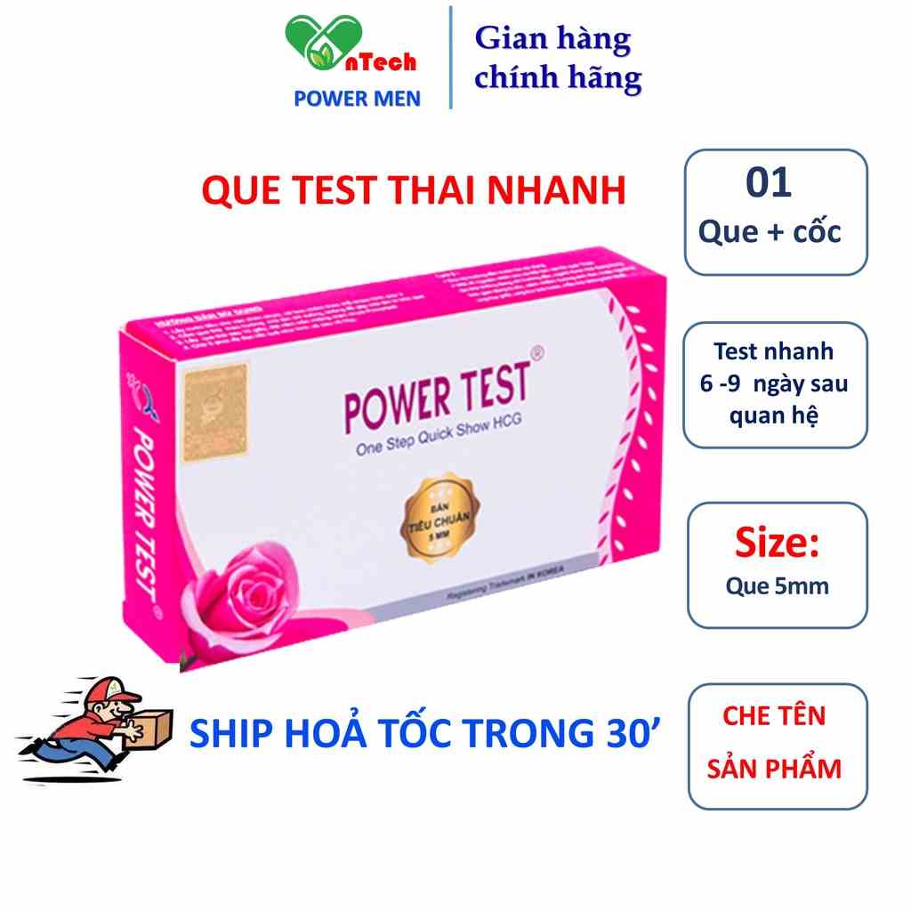 Que test thử thai nhanh POWERTEST 5mm cho kết quả nhanh chóng và chính xác trên 99% hộp 1 que test 1 cốc