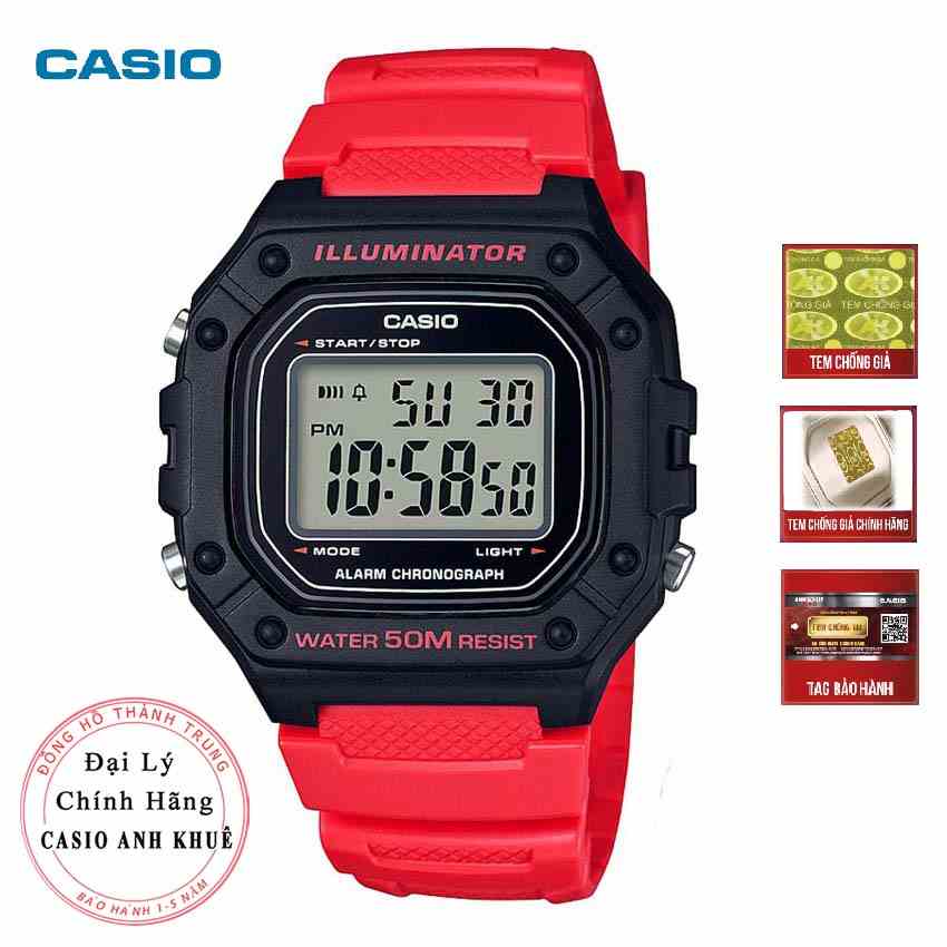 [Mã BMLTB200 giảm đến 100K đơn 499K] Đồng hồ điện tử nam Casio W-218H-4BVDF dây nhựa