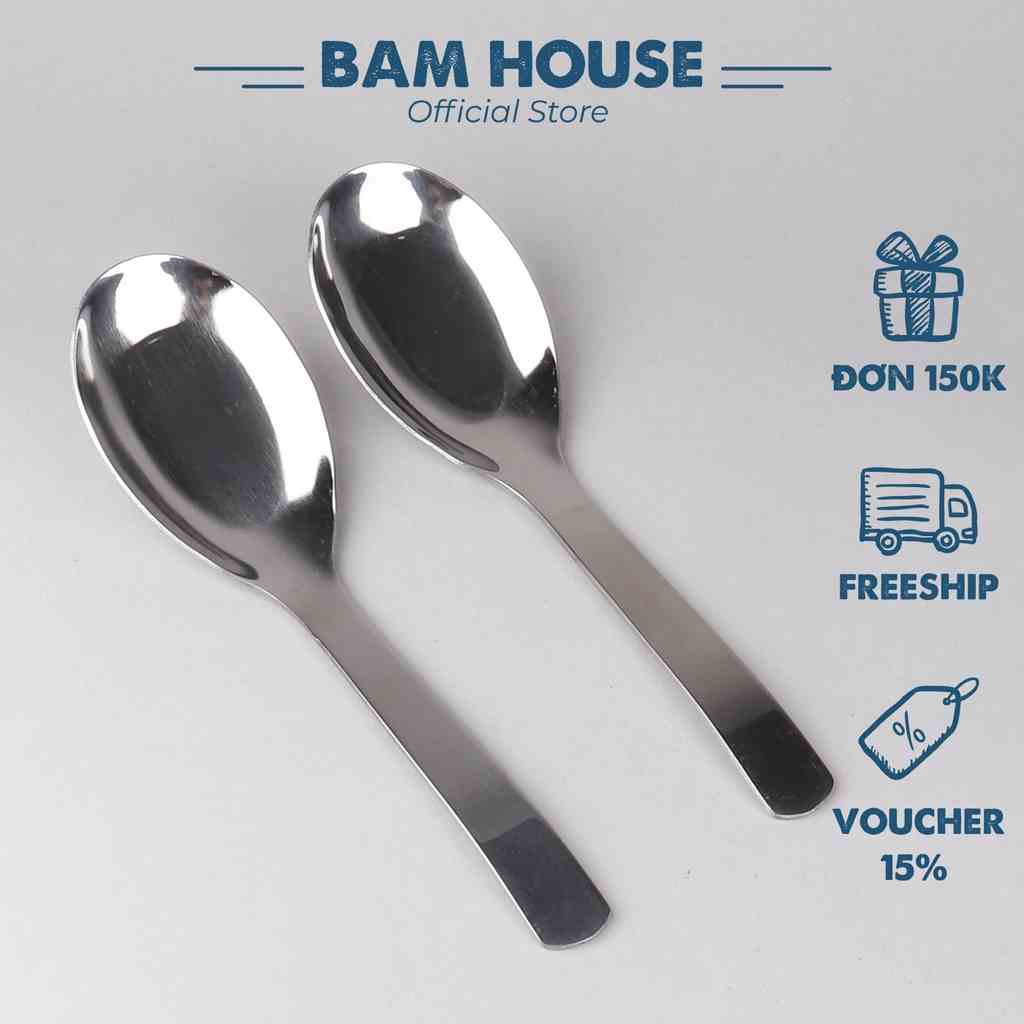 Muỗng canh vuông inox Bam House cán vuông loại dày cao cấp MCV01 - Gia dụng bếp