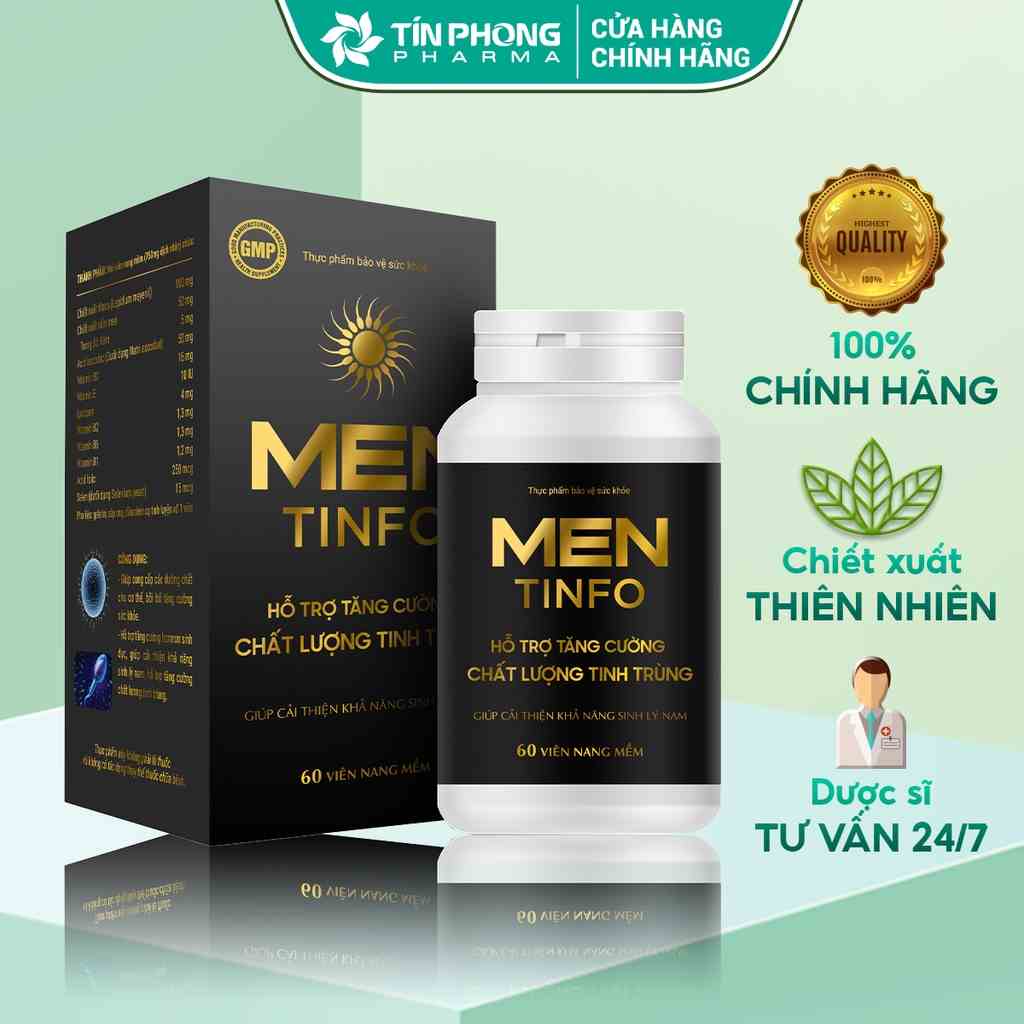 Viên Uống MENTINFO Tăng Cường Sinh Lý Nam, Cải Thiện Chất Lượng Tinh Trùng Bồi Bổ Cơ Thể Hộp 60 Viên TTP026