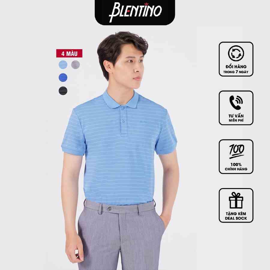 Áo Thun Nam Tay Ngắn Có Cổ Blentino PL16282 - Vải Cotton Da Cá Trơn, Co Giãn Nhẹ, Thấm Mồ Hôi Nhanh