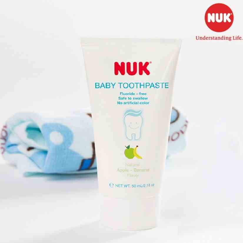 [Mã BMLTB200 giảm đến 100K đơn 499K] Kem đánh răng trẻ em NUK 50ml cho bé 3-36 tháng hương táo chuối