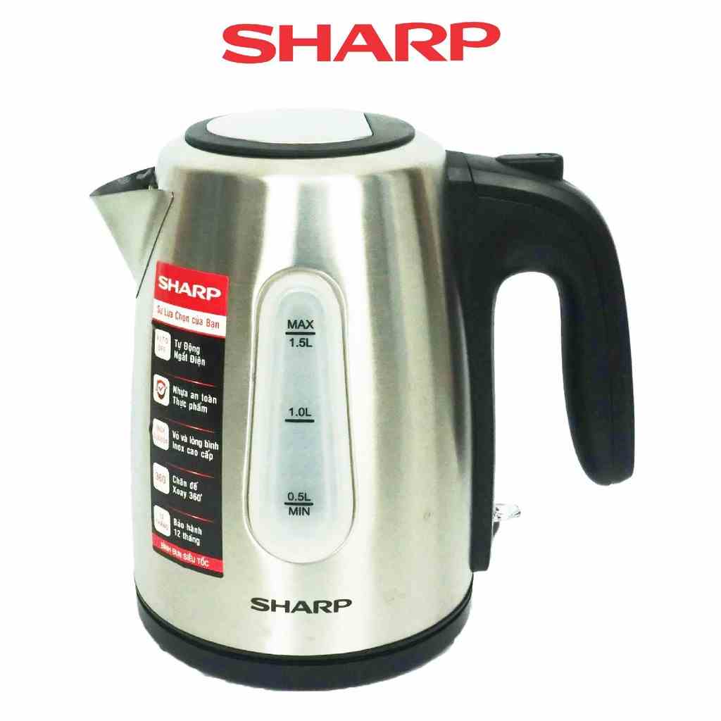 [Mã BMLTB200 giảm đến 100K đơn 499K] Bình đun siêu tốc Sharp EKJ-15EVS-ST 1.5L 2200W